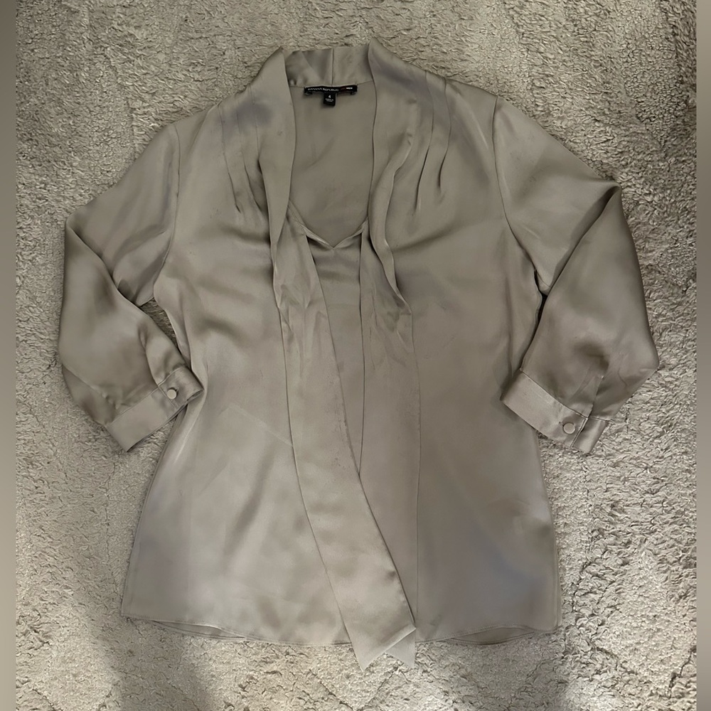 Women’s Banana Republic Blouse, Size 4, Gray Satin Material